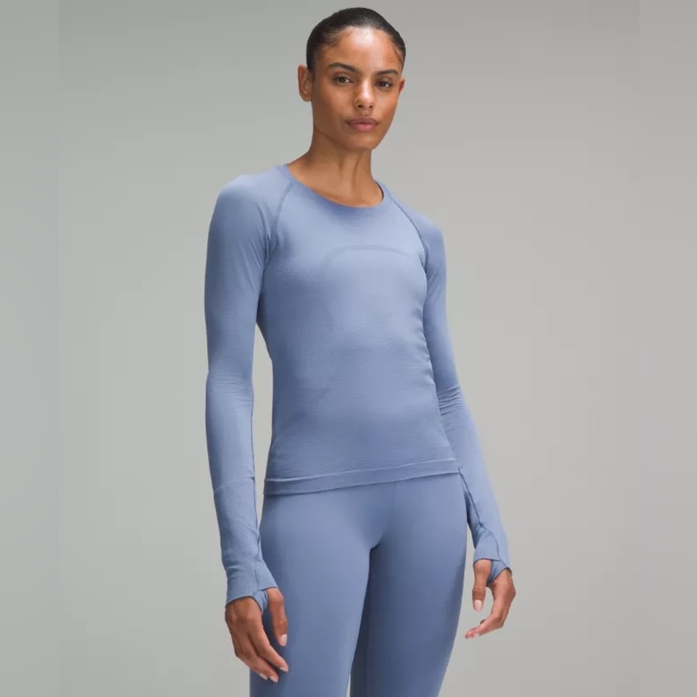 Dusty blue longsleeve lululemon swiftly tech